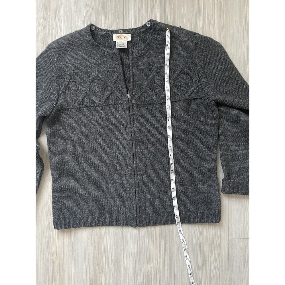 Talbots Women's Gray Wool Knit Crew Neck Full Zip Cardigan Sweater Sz S Preppy - Picture 6 of 9